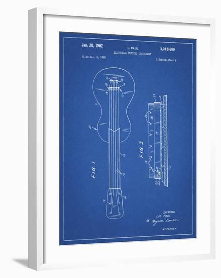PP140- Blueprint Gibson Les Paul Guitar Patent Poster-Cole Borders-Framed Giclee Print