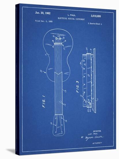 PP140- Blueprint Gibson Les Paul Guitar Patent Poster-Cole Borders-Stretched Canvas