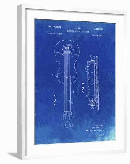 PP140- Faded Blueprint Gibson Les Paul Guitar Patent Poster-Cole Borders-Framed Giclee Print