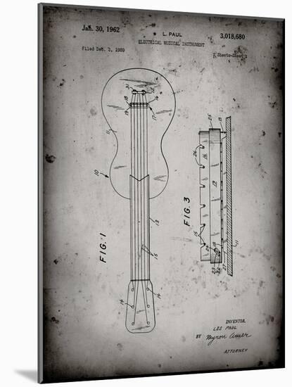 PP140- Faded Grey Gibson Les Paul Guitar Patent Poster-Cole Borders-Mounted Giclee Print