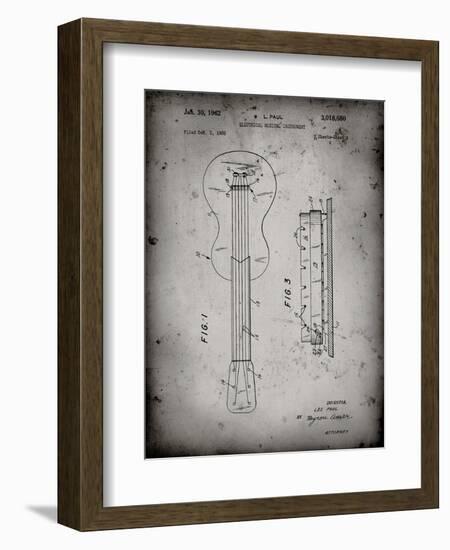 PP140- Faded Grey Gibson Les Paul Guitar Patent Poster-Cole Borders-Framed Giclee Print