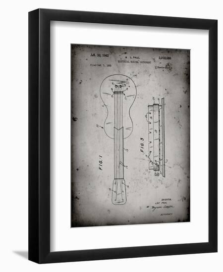 PP140- Faded Grey Gibson Les Paul Guitar Patent Poster-Cole Borders-Framed Giclee Print