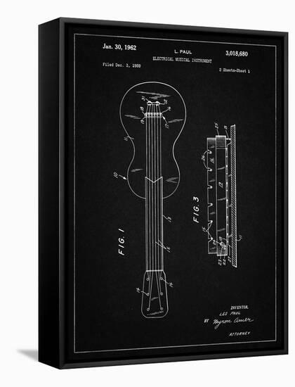 PP140- Vintage Black Gibson Les Paul Guitar Patent Poster-Cole Borders-Framed Stretched Canvas