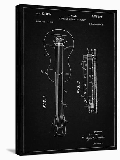 PP140- Vintage Black Gibson Les Paul Guitar Patent Poster-Cole Borders-Stretched Canvas