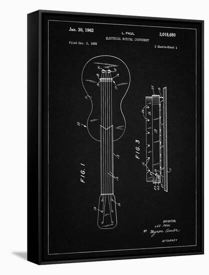 PP140- Vintage Black Gibson Les Paul Guitar Patent Poster-Cole Borders-Framed Stretched Canvas