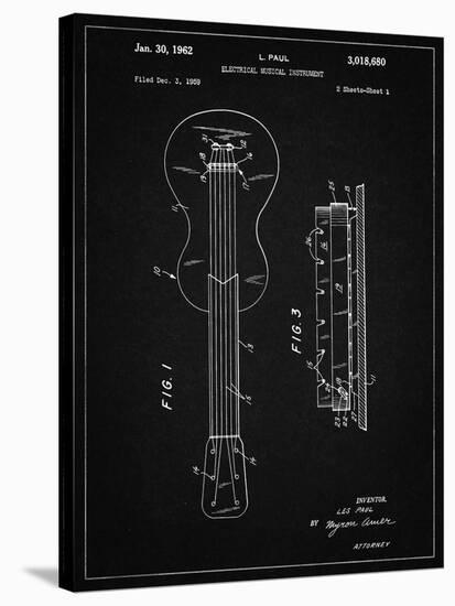 PP140- Vintage Black Gibson Les Paul Guitar Patent Poster-Cole Borders-Stretched Canvas