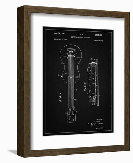 PP140- Vintage Black Gibson Les Paul Guitar Patent Poster-Cole Borders-Framed Giclee Print