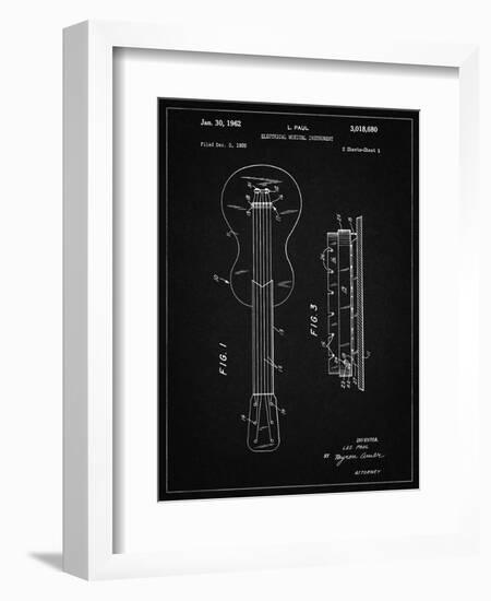 PP140- Vintage Black Gibson Les Paul Guitar Patent Poster-Cole Borders-Framed Giclee Print