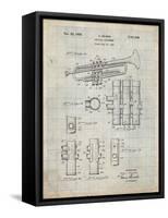 PP141- Antique Grid Parchment Selmer 1939 Trumpet Patent Poster-Cole Borders-Framed Stretched Canvas