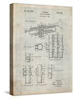 PP141- Antique Grid Parchment Selmer 1939 Trumpet Patent Poster-Cole Borders-Stretched Canvas