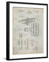 PP141- Antique Grid Parchment Selmer 1939 Trumpet Patent Poster-Cole Borders-Framed Giclee Print