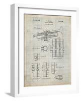 PP141- Antique Grid Parchment Selmer 1939 Trumpet Patent Poster-Cole Borders-Framed Giclee Print