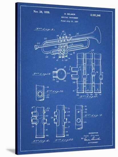 PP141- Blueprint Selmer 1939 Trumpet Patent Poster-Cole Borders-Stretched Canvas