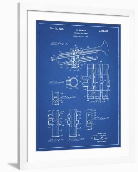 PP141- Blueprint Selmer 1939 Trumpet Patent Poster-Cole Borders-Framed Giclee Print