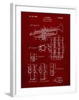 PP141- Burgundy Selmer 1939 Trumpet Patent Poster-Cole Borders-Framed Giclee Print