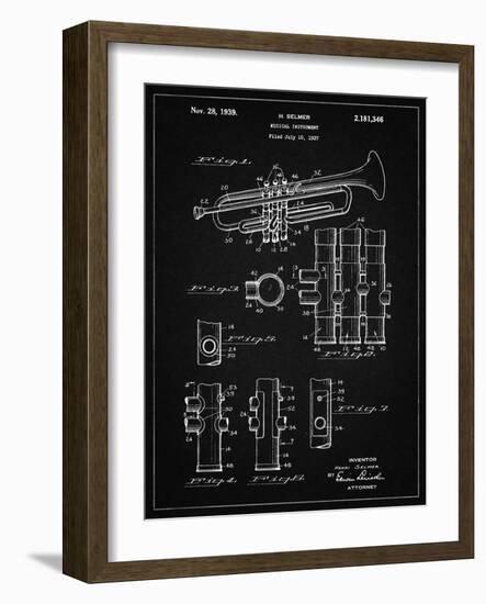 PP141- Vintage Black Selmer 1939 Trumpet Patent Poster-Cole Borders-Framed Giclee Print