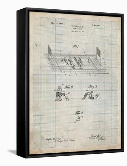 PP142- Antique Grid Parchment Football Board Game Patent Poster-Cole Borders-Framed Stretched Canvas