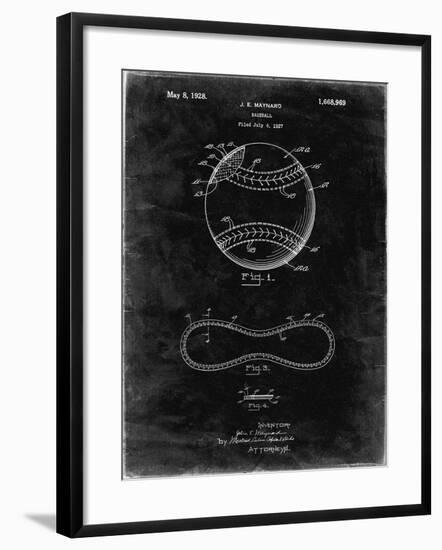 PP143- Black Grunge Baseball Stitching Patent-Cole Borders-Framed Giclee Print