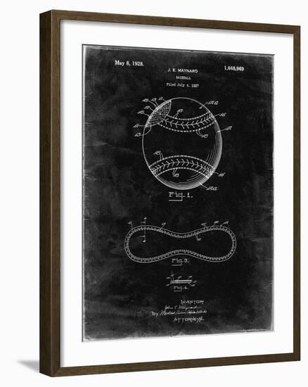 PP143- Black Grunge Baseball Stitching Patent-Cole Borders-Framed Giclee Print