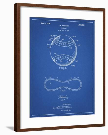 PP143- Blueprint Baseball Stitching Patent-Cole Borders-Framed Giclee Print