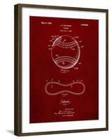 PP143- Burgundy Baseball Stitching Patent-Cole Borders-Framed Giclee Print