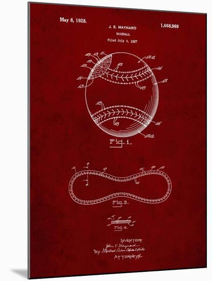 PP143- Burgundy Baseball Stitching Patent-Cole Borders-Mounted Giclee Print