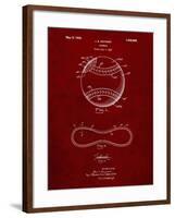 PP143- Burgundy Baseball Stitching Patent-Cole Borders-Framed Giclee Print