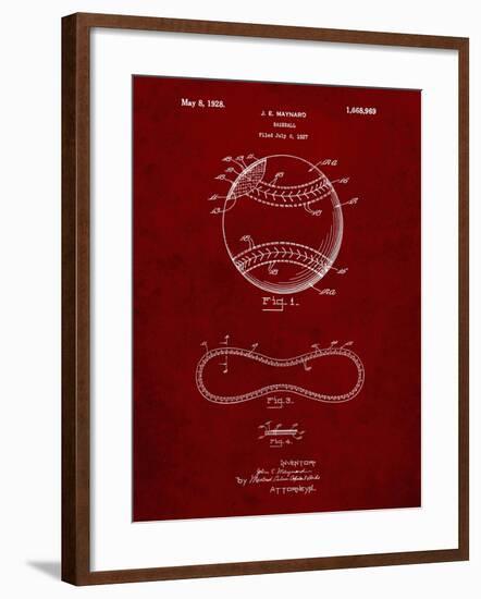 PP143- Burgundy Baseball Stitching Patent-Cole Borders-Framed Giclee Print