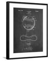 PP143- Chalkboard Baseball Stitching Patent-Cole Borders-Framed Giclee Print