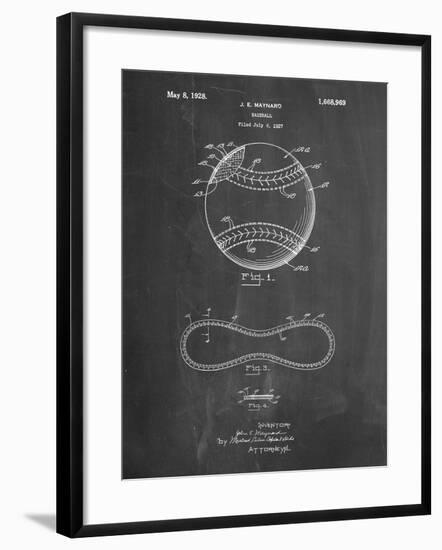 PP143- Chalkboard Baseball Stitching Patent-Cole Borders-Framed Giclee Print