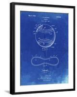 PP143- Faded Blueprint Baseball Stitching Patent-Cole Borders-Framed Giclee Print