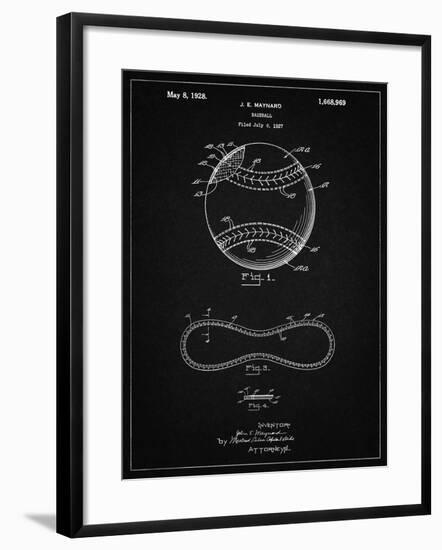 PP143- Vintage Black Baseball Stitching Patent-Cole Borders-Framed Giclee Print