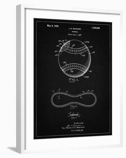 PP143- Vintage Black Baseball Stitching Patent-Cole Borders-Framed Giclee Print