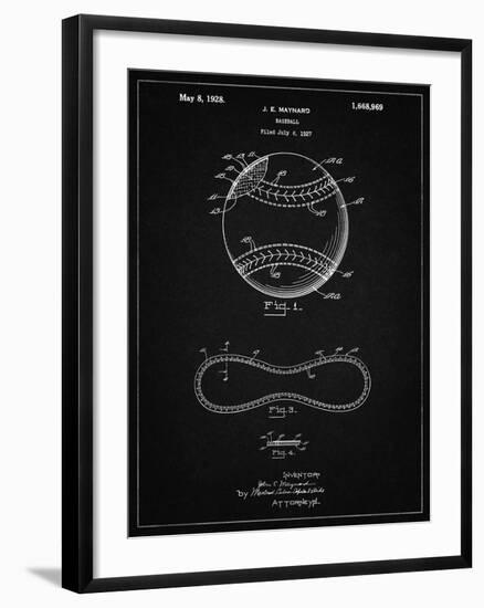 PP143- Vintage Black Baseball Stitching Patent-Cole Borders-Framed Giclee Print