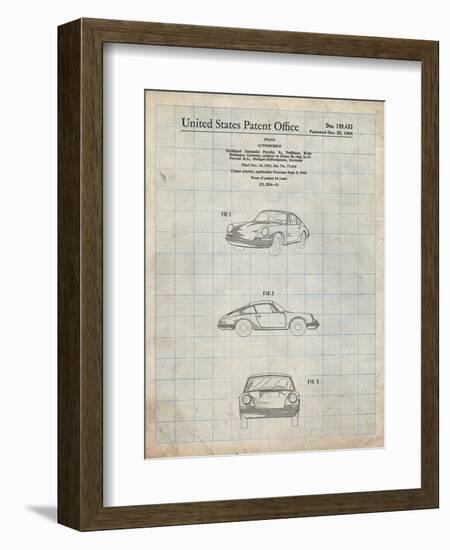 PP144- Antique Grid Parchment 1964 Porsche 911  Patent Poster-Cole Borders-Framed Giclee Print