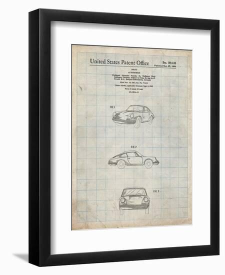 PP144- Antique Grid Parchment 1964 Porsche 911  Patent Poster-Cole Borders-Framed Giclee Print