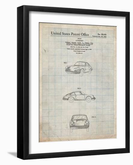 PP144- Antique Grid Parchment 1964 Porsche 911  Patent Poster-Cole Borders-Framed Giclee Print