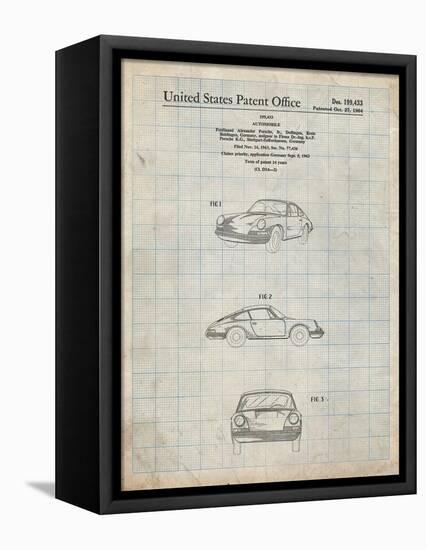 PP144- Antique Grid Parchment 1964 Porsche 911  Patent Poster-Cole Borders-Framed Stretched Canvas