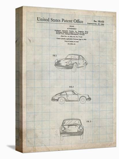 PP144- Antique Grid Parchment 1964 Porsche 911  Patent Poster-Cole Borders-Stretched Canvas