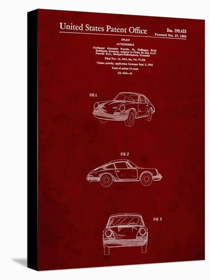 PP144- Burgundy 1964 Porsche 911  Patent Poster-Cole Borders-Stretched Canvas