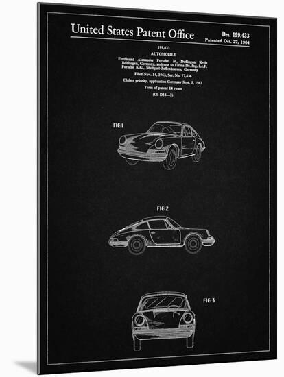 PP144- Vintage Black 1964 Porsche 911  Patent Poster-Cole Borders-Mounted Giclee Print