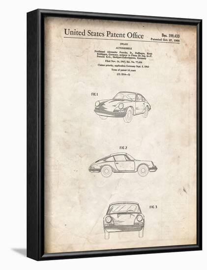 PP144- Vintage Parchment 1964 Porsche 911  Patent Poster-Cole Borders-Framed Giclee Print