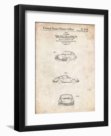 PP144- Vintage Parchment 1964 Porsche 911  Patent Poster-Cole Borders-Framed Giclee Print