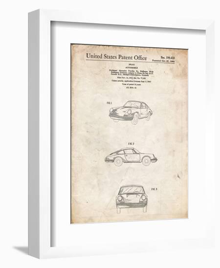 PP144- Vintage Parchment 1964 Porsche 911  Patent Poster-Cole Borders-Framed Giclee Print