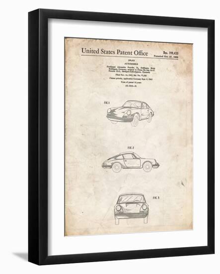 PP144- Vintage Parchment 1964 Porsche 911  Patent Poster-Cole Borders-Framed Giclee Print