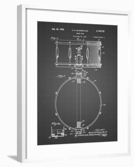 PP147- Black Grid Slingerland Snare Drum Patent Poster-Cole Borders-Framed Giclee Print