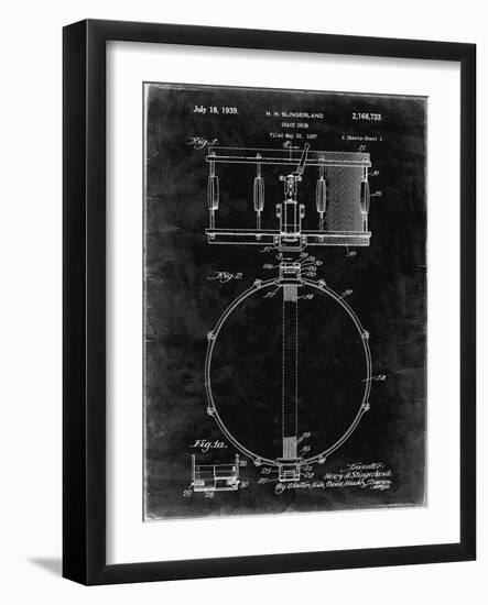 PP147- Black Grunge Slingerland Snare Drum Patent Poster-Cole Borders-Framed Giclee Print
