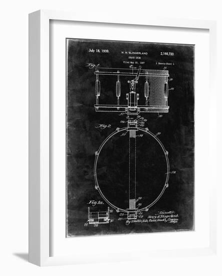 PP147- Black Grunge Slingerland Snare Drum Patent Poster-Cole Borders-Framed Giclee Print