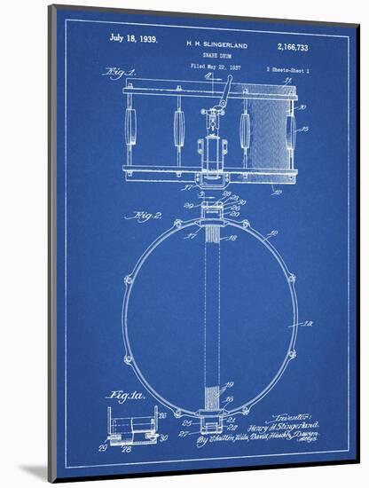 PP147- Blueprint Slingerland Snare Drum Patent Poster-Cole Borders-Mounted Giclee Print