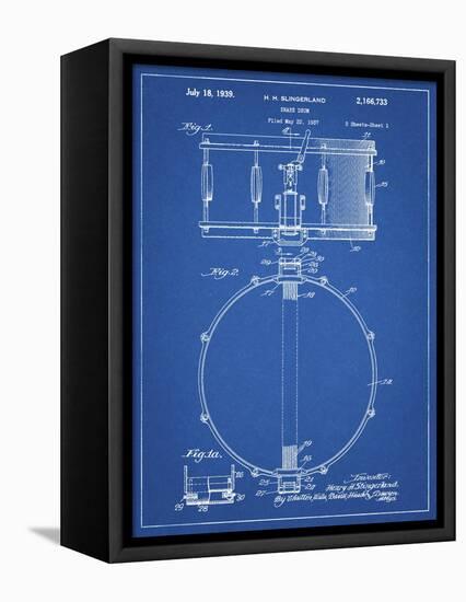 PP147- Blueprint Slingerland Snare Drum Patent Poster-Cole Borders-Framed Stretched Canvas